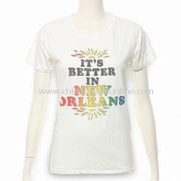 Cotton Womens T-shirt, Sized S, M, L, and XL, Various Colors Available from China