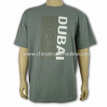 Mens Cotton T-shirt with Reactive Dying, Available in Gray Color from China
