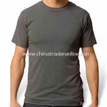 Mens Knitted T-shirt, Made of 100% Cotton, Customized Designs and Logos are Accepted