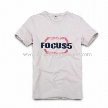 Mens Knitted T-shirt, Made of 100% Cotton, Customized Designs and Logos are Accepted