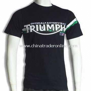 Mens Knitted T-shirt with Embroidery, Made of 100% Cotton, Customized Designs/Logos are Accepted from China
