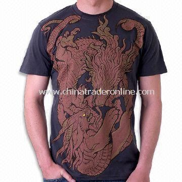Mens Knitted T-shirt with Printing, Customized Designs and Logos are Accepted from China
