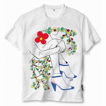Mens Printing T-shirt, Made of 100% Cotton, Various Designs are Accepted