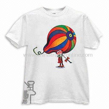 Mens Round Neck T-shirt, Made of 100% Cotton with Large Pigment Printing