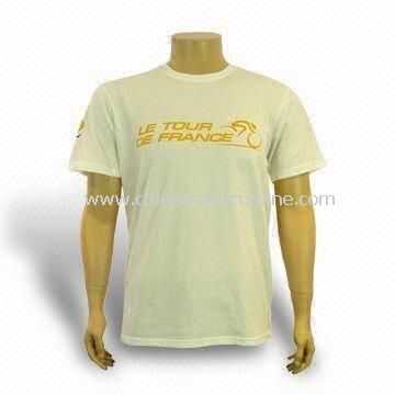 Mens T-shirt, Made of 100% Combed Cotton with Round Neck from China