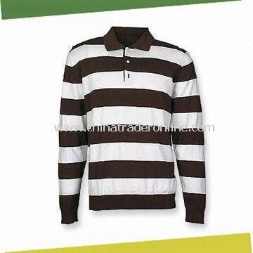 Mens T-shirt with Stripe, Made of 100% Cotton