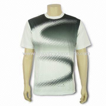 Mens T-shirt with Sublimation Printing, Made of 100% Polyester, Customized Logos are Welcome from China