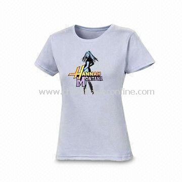 Womens Knitted T-shirt, Made of 100% Cotton, Customized Designs and Logos Acceptable from China