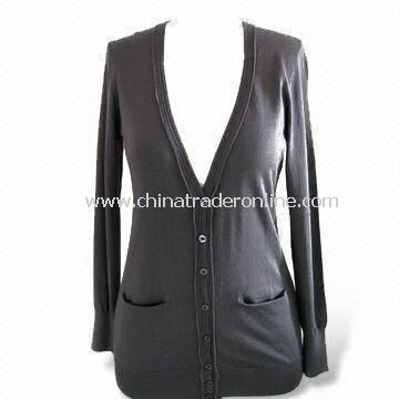 14gg Womens Cardigan, Made of 70% Silk, 15% Cotton and 15% Cashmere from China