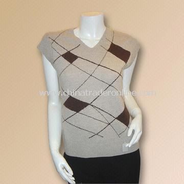 Ladies Pure Cashmere Computer-designed Intarsia Sweater with Weight of 180g