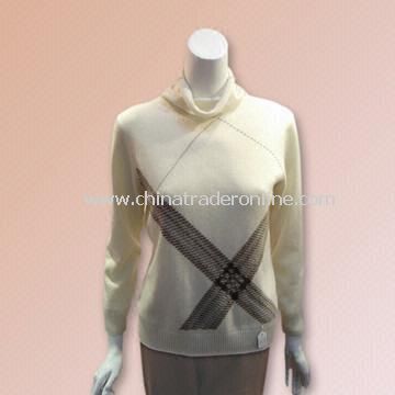 Ladies Pure Cashmere Computer-designed Intarsia Sweater with Weight of 230g from China