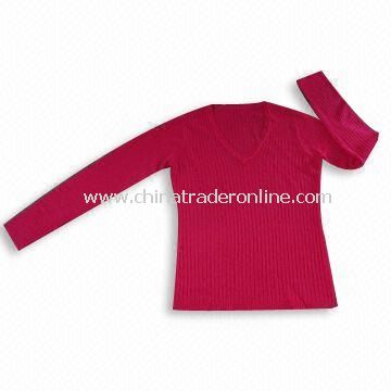 Ladies Knitted Soft Feeling Sweater, Made of 100% Soft Acrylic/Cashmere Like