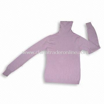 Ladies Knitted Sweater, High Collar, Made of 100% Soft Acrylic/Cashmere Like