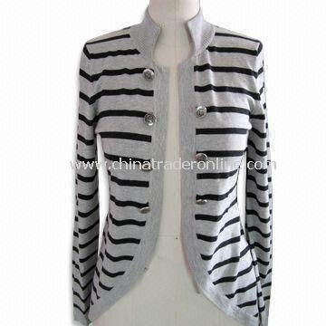 Long Sleeves Womens Cardigan, Made of 70% Silk, 15% Cotton and 15% Cashmere from China