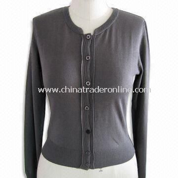 Long Sleeves Womens Cardigan, Made of 70% Silk, 5% Cotton and 15% Cashmere