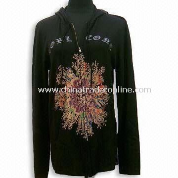 Mens Cashmere Zip Cardigan, Long-sleeve, with Discharge Print/Embroidered at Front