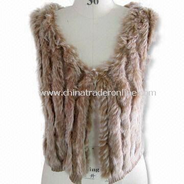 Rabbit Fur Womens Sleeveless Sweater, Made of 35% Viscose, 30% Wool, 30% Nylon and 5% Cashmere from China