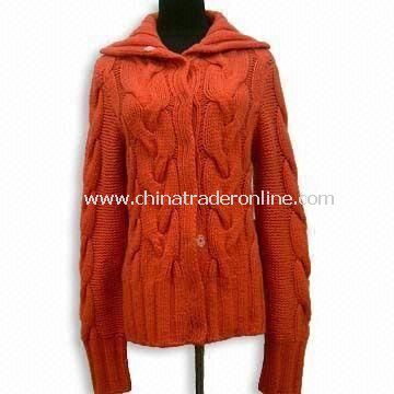 Womens Cashmere Sweater, Long-sleeve, Cable Allover from China