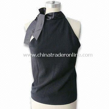 Womens Sweater, Made of 100% Cashmere, Decorative Ribbon on the Neckline from China