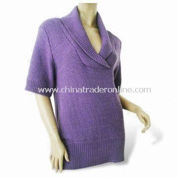 Womens Sweater, Made of 100% Cashmere, Short Sleeves from China