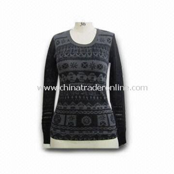 Womens Sweater, Made of 35% Silk, 32% Cotton, 15% Acrylic and 8% Cashmere