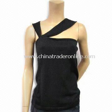 Womens Sweater, Made of 55% Silk, 40% Cotton and 5% Cashmere, Tank Top with Unique Neckline from China