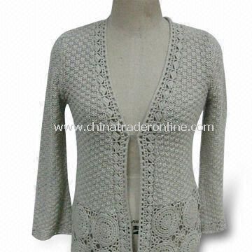 Crochet Womens Sweater, Made of 100% Cotton with Nonexplosive, Not Rotten and Colorfast