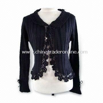 Knitted Sweater with Hand Crochet, Made of 100% Cotton, Suitable for Women from China