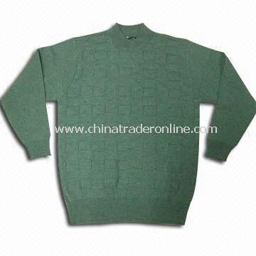 Sweater with Jacquard, Suitable for Men, Made of Wool and Silk from China