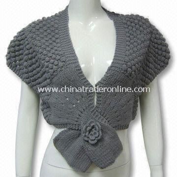 Womens Crochet Sweater in Pineapple Design, Made of 55% Cotton and 45% Acrylic