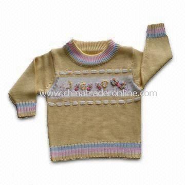 Baby Knitted Jacquard Sweater, Made of Cotton, Nylon and Wool Materials from China