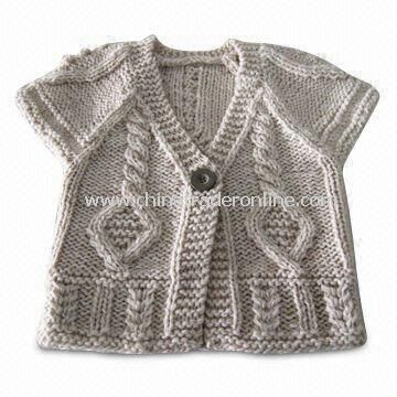 Childrens Cardigan, Made of 85% Acrylic and 15% Knitted Wool from China