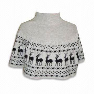 Ladies Jumper with Jacquard Design, Made of 70% Acrylic and 30% Wool from China