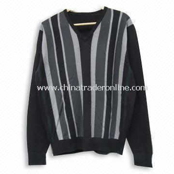 Mens Knitted Sweater, Made of Wool, Customized Styles are Accepted from China