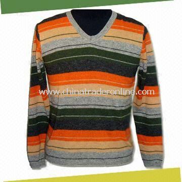Mens Knitwear Sweater, V-neck and Long Sleeves, Made of 100% Lambswool