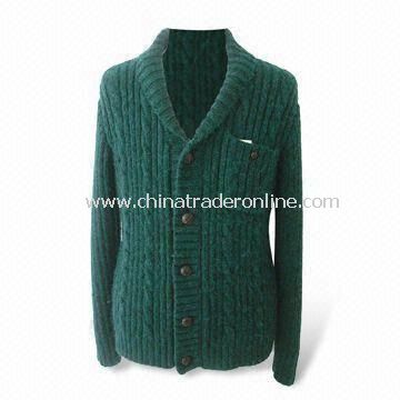 Mens Sweater, Long Sleeves, Made of 50% Acrylic and 50% Wool