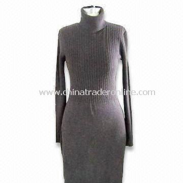 Turtle Neck Womens Sweater, Made of 50% Wool and 50% Viscose from China