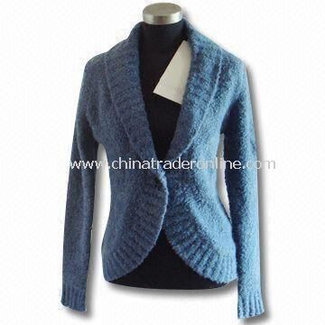 Womens Cardigans, Jacquard with Zip and Pocket, Made of 70% Wool and 30% Acrylic from China