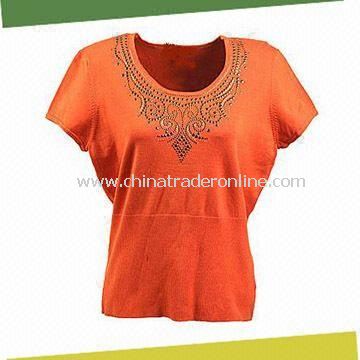 Womens Short-sleeve Sweater, Made of 100% Cotton, Available in Orange from China