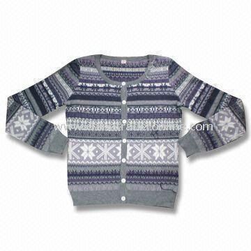 Womens Sweater, Made of 55% Acrylic, 30% Cotton and 15% Wool