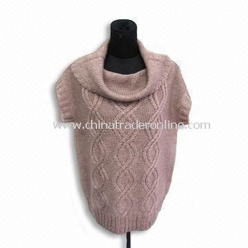 Womens Sweater with 3G Gauge, Made of 30% Wool and 70% Acrylic, Weighs 331g