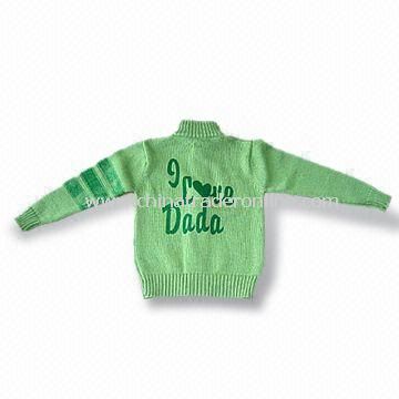 100% Cotton Mens Sweater, Long Sleeves, Available in Green from China