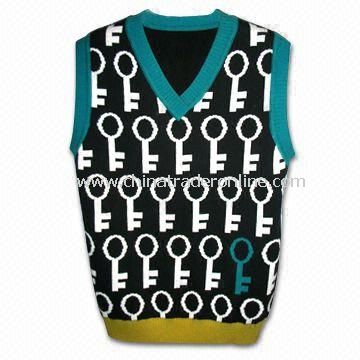 Boys Sweater with 12GG Gauge, Made of 100% Cotton Jacquard