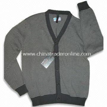 Knitted Cardigan, Made of 100% Cotton, Available in Black and White, Suitable for Men