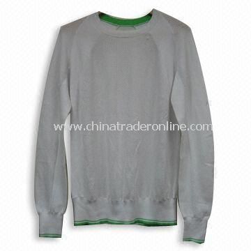 Mens Knitted Sweater, Made of Cotton, Available in White