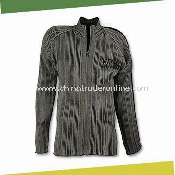 Mens Sweater, Made of 100% Cotton, Available with Slide Fastener