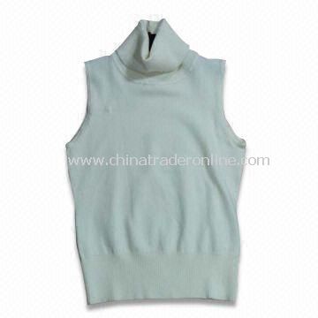 Womens 100% Cotton Knitted Sweater Vest, Available in White