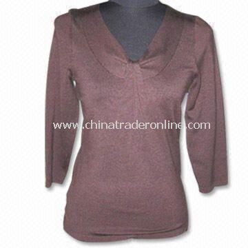 Womens Knitwear, Ladies Knitted Sweater, Made of 63% Silk, 18% Nylon, 6% Cotton, 3% Lycra from China