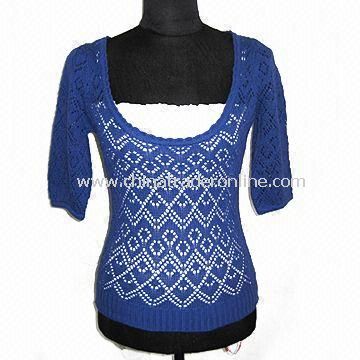 Womens Sweater, Made of 55% Acrylic and 45% Cotton, with 12GG Gauge from China