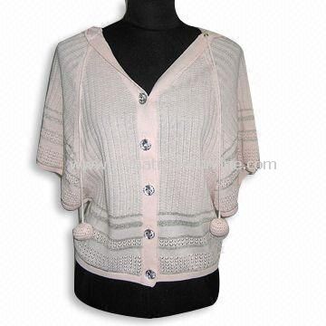 Womens Sweater, Made of 55% Cotton, 45% Acrylic and 100% Lurex